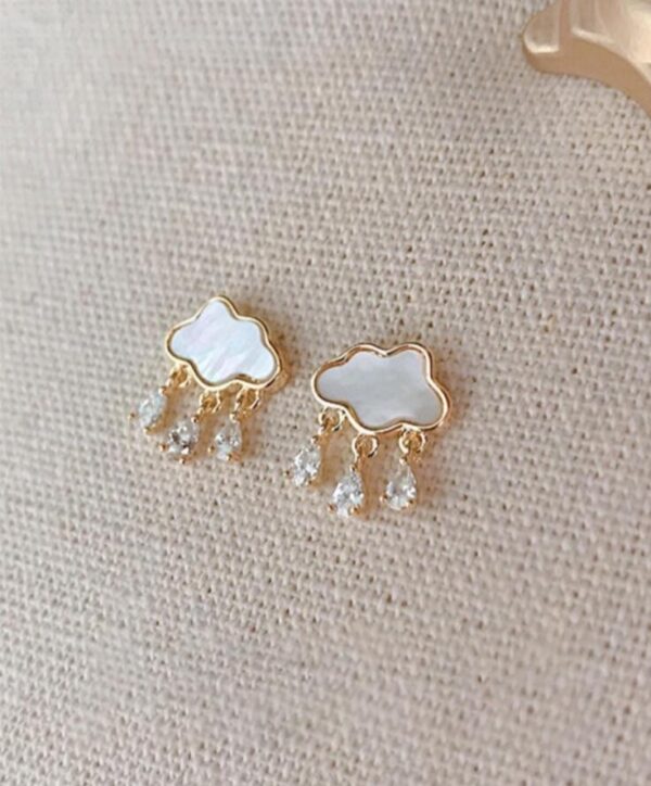 Zirconia stone cloud & rain drop earrings