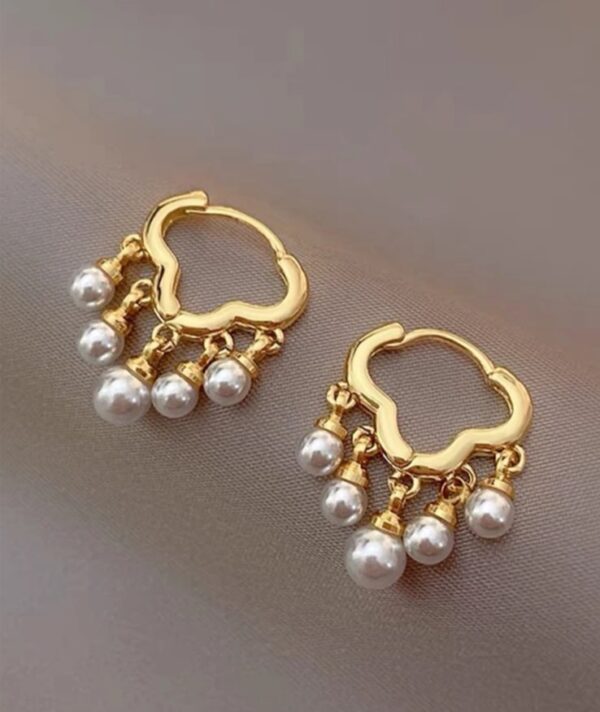 Elegant premium gold cloud huggie hoops with pearl dangles