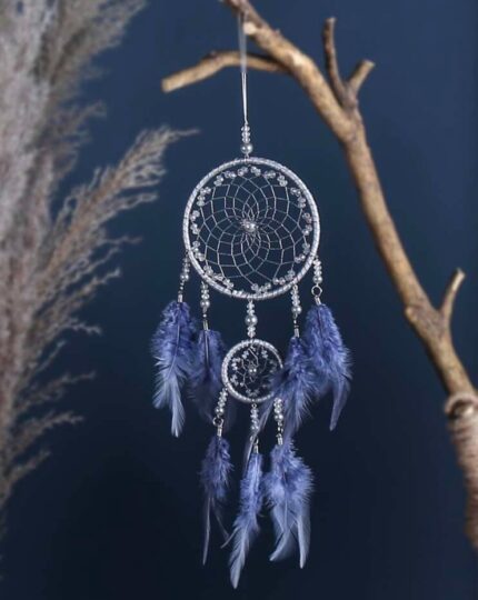 Crystal weaved purple grey premium dream catcher