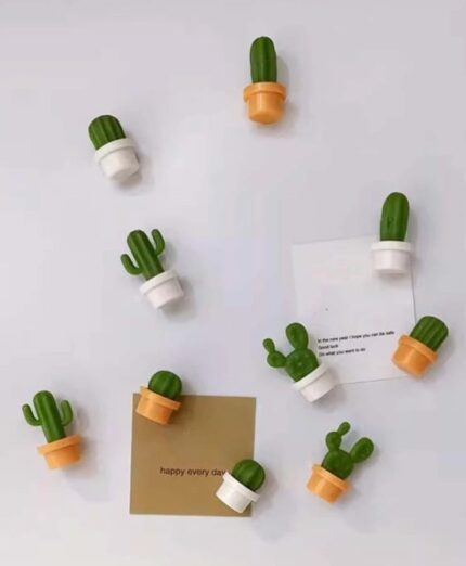 6pcs cactus fridge magnets 3D plant pot design