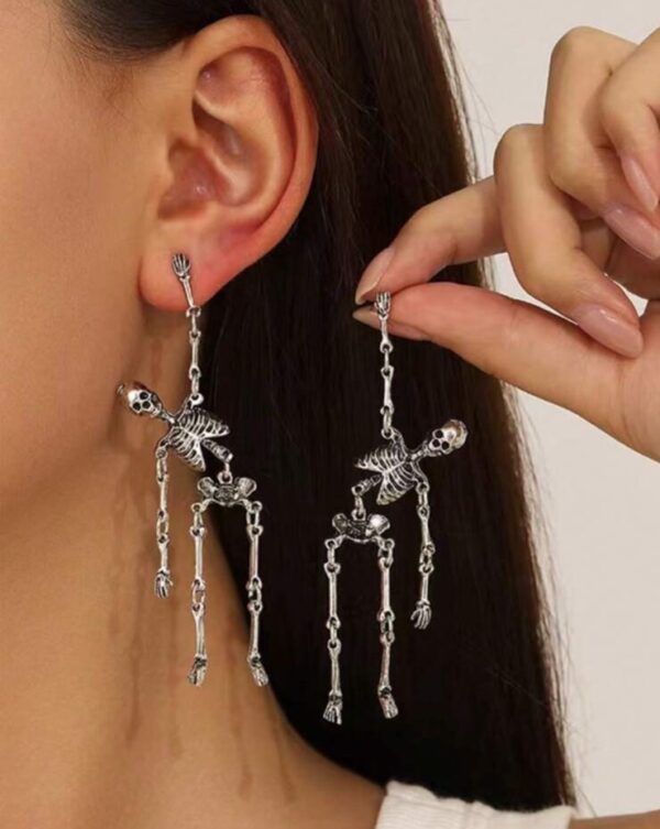 Punk skeleton dangle stud earrings