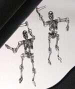 Punk skeleton dangle stud earrings