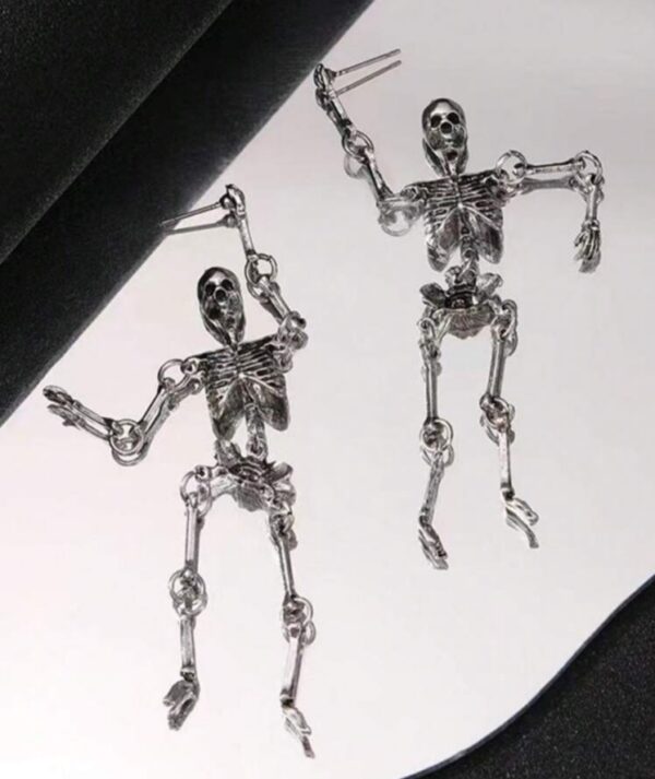 Punk skeleton dangle stud earrings