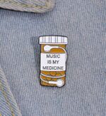 Music is my medicine brooch pin badge