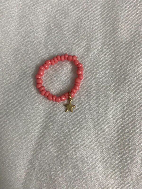 Red beaded dangling star ring