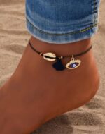 Evil eye and tassel dangling anklet