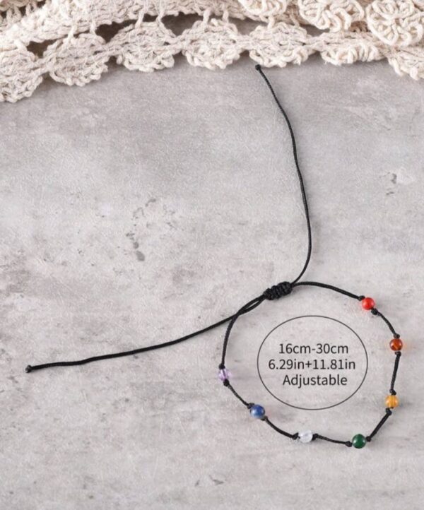 Natural seven chakra stone braided anklet - Image 2