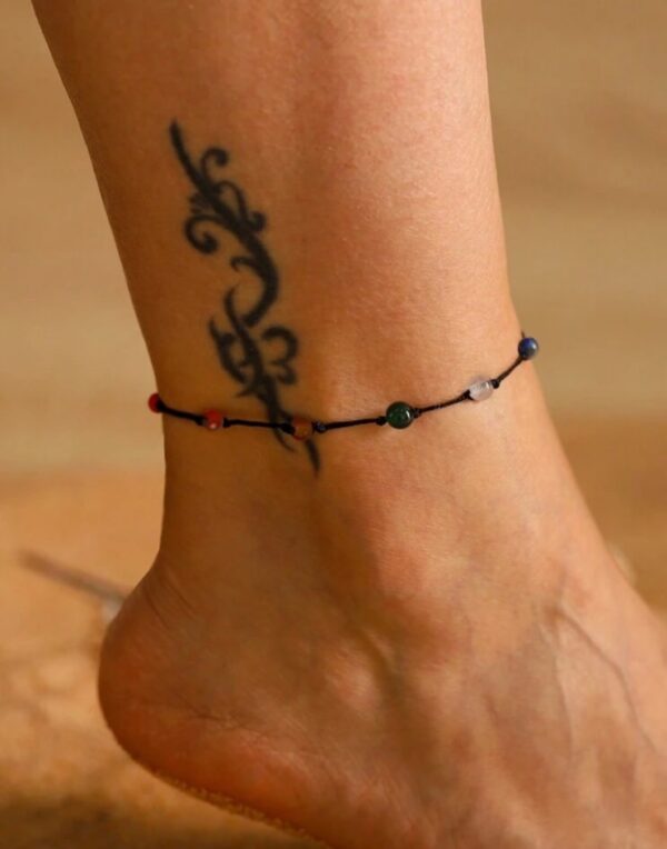 Natural seven chakra stone braided anklet
