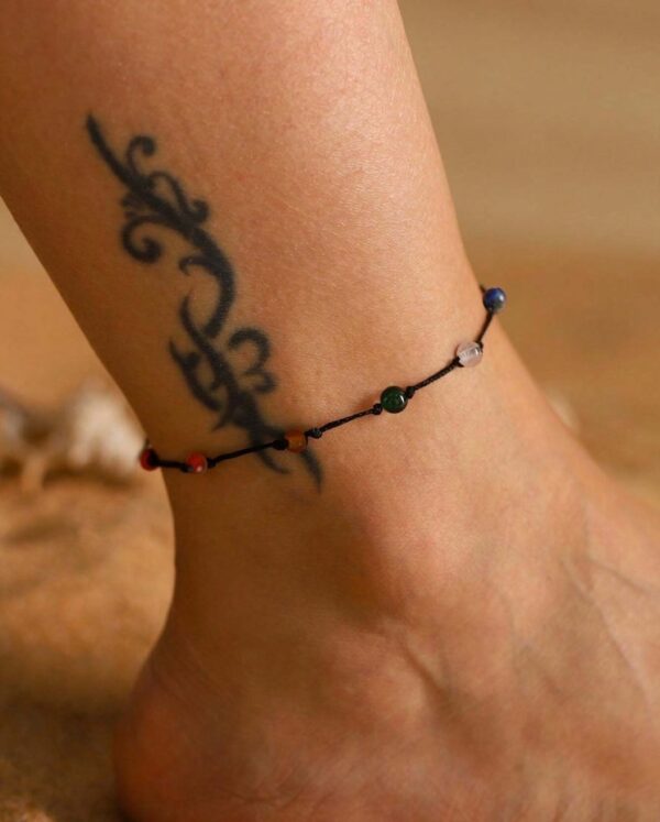 Natural seven chakra stone braided anklet