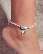 Starfish charm boho chic beaded beach anklet