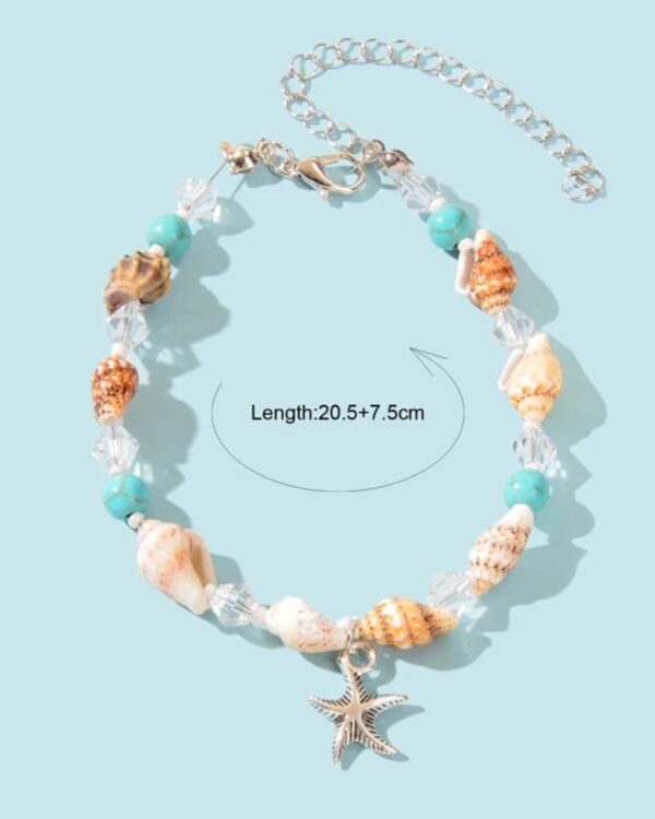 Conch shell with starfish dangling charm beach anklet