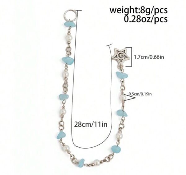 Fairycore spiral star stone pearl beaded hair chain - Image 2