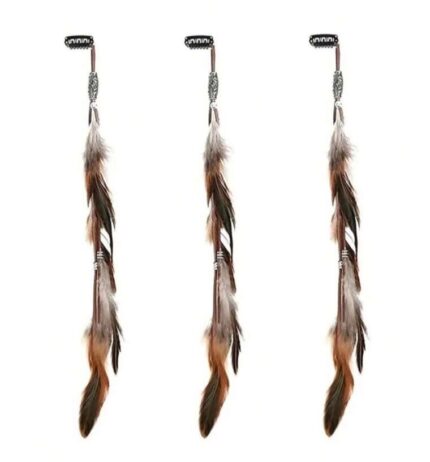 Bohemian feather tassel hair clip (brown white)