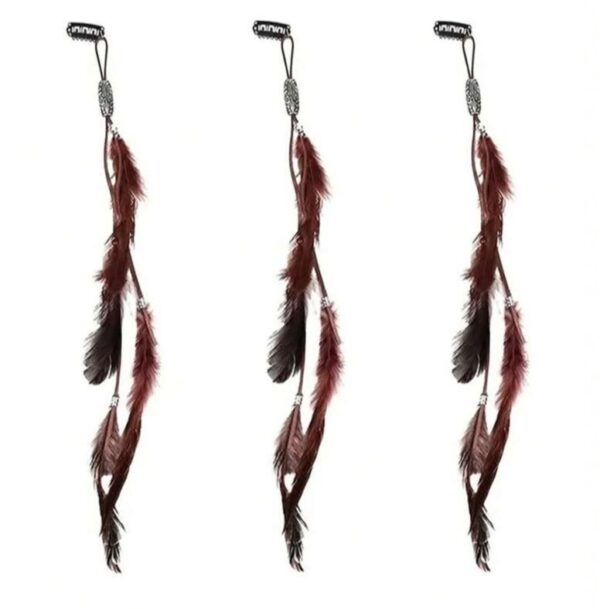 Bohemian feather tassel hair clip (dark brown chrome)