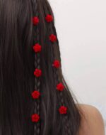 Forever rose boho hair clips braid accessories (red, pack of 5)