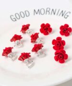 Forever rose boho hair clips braid accessories (red, pack of 5)